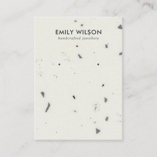 CHIC WHITE GRAY TERRAZZO STUD EARRING DISPLAY CARD VISITEKAARTJE (Voorkant)