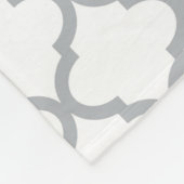 Chic White Grey Quatrefoil Geel Monogramnaam Fleece Deken (Hoek)