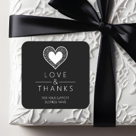 Chic White Heart Lace Effect Love & Thanks Support Vierkante Sticker