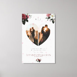 Chic White Heart Shaped Photo collage for Couple Canvas Afdruk