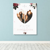 Chic White Heart Shaped Photo Custom for Couples Canvas Afdruk (Insitu (Houten vloer))