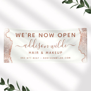 Chic White Marble Agate Roos Gold Business Spandoek