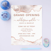 Chic White Marble Agate Roos Gold Glitter Business Flyer (Enkel)