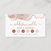 Chic White Marble Agate Roos Gold Glitter Klantenkaartje (Voorkant)