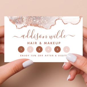 Chic White Marble Agate Roos Gold Glitter Klantenkaartje