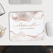 Chic White Marble Agate Roos Gold Glitter Muismat