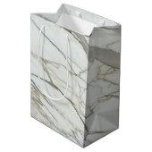 Chic white marble, granite texture medium cadeauzakje (Achterkant Gekanteld)