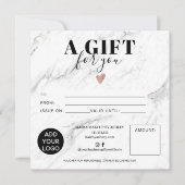 Chic white marble vierkant gift logo (Voorkant)