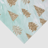 Chic White Mint Gold Glitter Kerstbomen Tissuepapier (Detail)