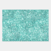 Chic White Mint Kerstbomen Glitter Inpakpapier Vel (Voorkant 2)
