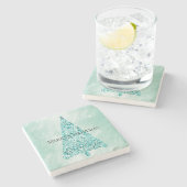 Chic White Mint Kerstboom Glitter Stenen Onderzetter (Zijkant)