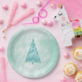 Chic White Mint Kerstboom Papieren Bordje (Feest)