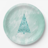 Chic White Mint Kerstboom Papieren Bordje (Voorkant)