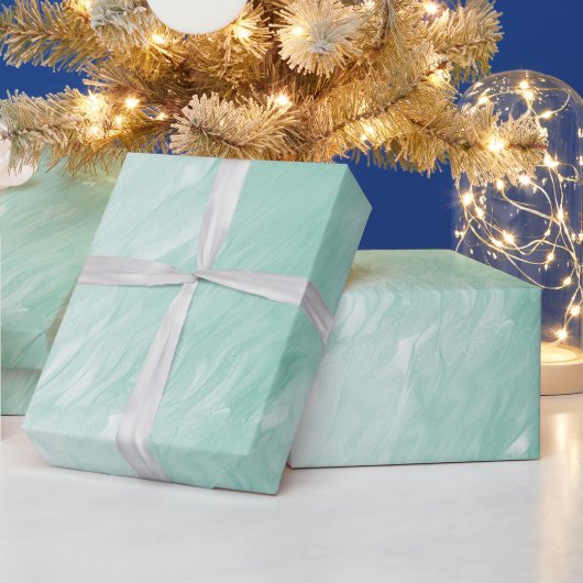 Chic White Mint Kerstmis Cadeaupapier (Feestdagen)