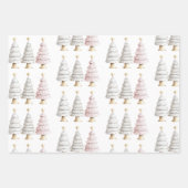 Chic White Mint Roze Kerstbomen Inpakpapier Vel (Voorkant)