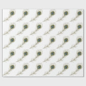 Chic White Peacock Feather Cadeaupapier (Vlak)