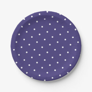 Chic White Polka Dot Paarse Violet Papieren Bordje