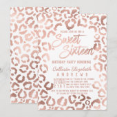 Chic White Rose Gold Cheetah Leopard Sweet 16 Kaart (Voorkant / Achterkant)