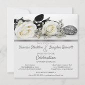 Chic White Rose's Wedding Invitation Kaart (Voorkant)