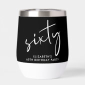 Chic White Script Black 60th Birthday Party (Achterkant)