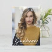 Chic White Script Overlay Afstuderen Foto Aankondiging (Staand voorkant)