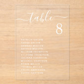 Chic White Script Trouwtafel Zitting Grafiek Acryl Uitnodigingen (Voorkant)