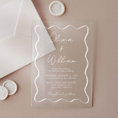 Chic White Script Wavy Lijst Wedding Acryl Uitnodigingen