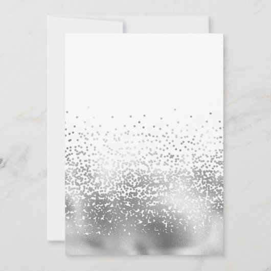 Chic White Silver Foil Confetti Ombre Huwelijk Kaart (Achterkant)