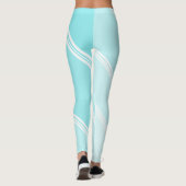 Chic White Snow onder Eggshell Blauwe Banden Print Leggings (Achterkant)