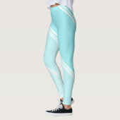 Chic White Snow onder Eggshell Blauwe Banden Print Leggings (Links)