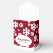 Chic White Snowflakes Nordic Pattern on Dark Red Bedankdoosjes (Geopend)