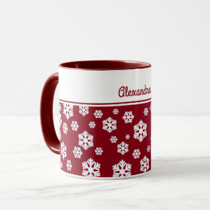 Chic White Snowflakes Nordic Pattern on Dark Red Mok
