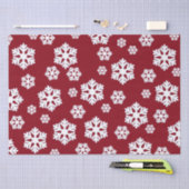 Chic White Snowflakes Nordic Pattern on Dark Red Tissuepapier (Craft)