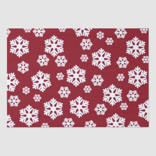 Chic White Snowflakes Nordic Pattern on Dark Red Tissuepapier (Voorkant)