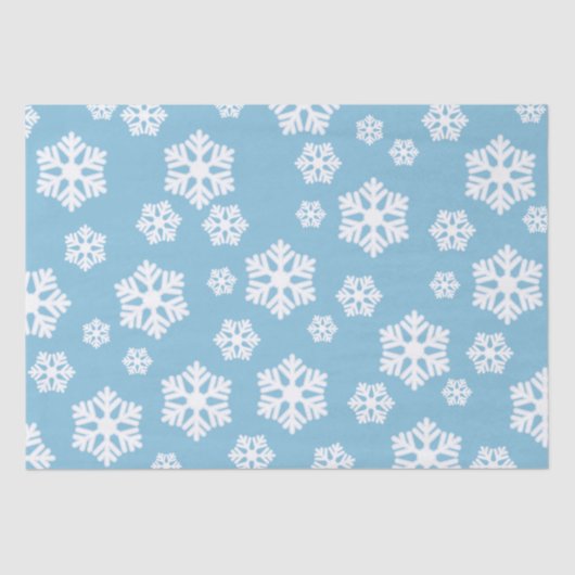 Chic White Snowflakes Nordic Pattern on Ice Blue Tissuepapier (Voorkant)