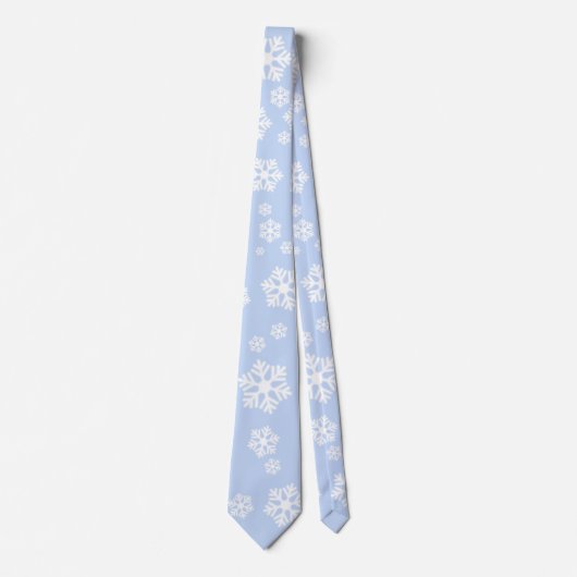 Chic White Snowflakes Nordic Pattern op Icy Blue Stropdas (Voorkant)