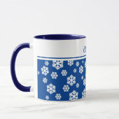 Chic White Snowflakes Nordic Pattern op Navy Blue Mok (Links)