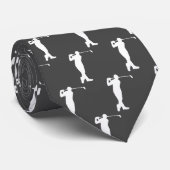 Chic White Sports Golfer Silhouette Cravate (Roulé)