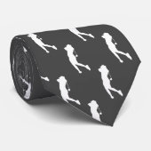 Chic White Sports Lady Golfer Cravate Silhouette (Roulé)