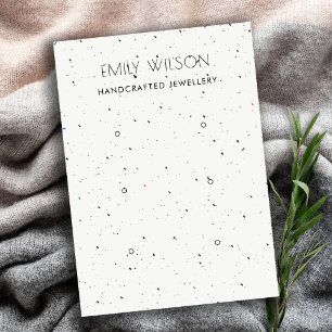 CHIC WHITE TERRAZZO TEXTURE 3 EARRING DISPLAY LOGO VISITEKAARTJE