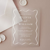 Chic White Wavy Lijst bruiloft Acryl Uitnodigingen