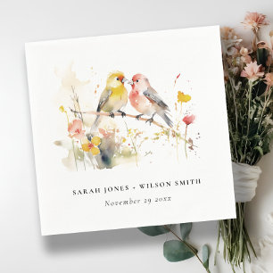 Chic Wild Botanische Waterverf Tortelduifjes bruil Servet
