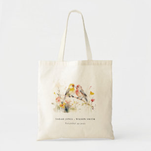 Chic Wild Botanische Waterverf Tortelduifjes bruil Tote Bag