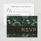 Chic Wild Flower Green Wedding RSVP Kaart (Voorkant / Achterkant)