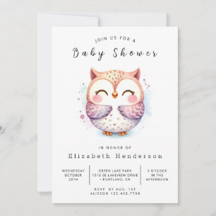 Chic Wild Owl Baby shower Kaart