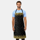 Chic Wild Zebra Pattern Gold Glitter-Kijk Confetti Schort (Gedragen)