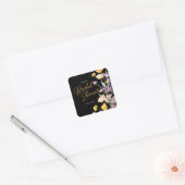 Chic Wilde Bloem Script Bruiloft Feest Vierkante Sticker (Envelop)