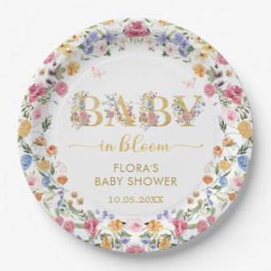Chic Wildflower Garden Wreator Baby in Bloom Showe Papieren Bordje
