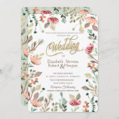 Chic Wildflower Wedding Kaart (Voorkant / Achterkant)