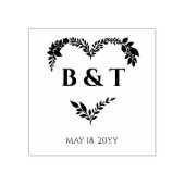 Chic Wildflowers & Branches Heart Shape Initials Rubberstempel (Afrduk)